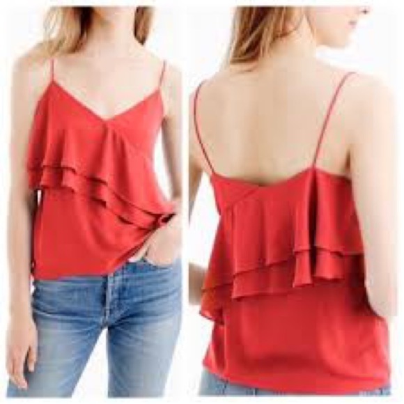 J Crew Drapey Ruffle Camisole in melon. Size 0​​​ - Picture 1 of 3